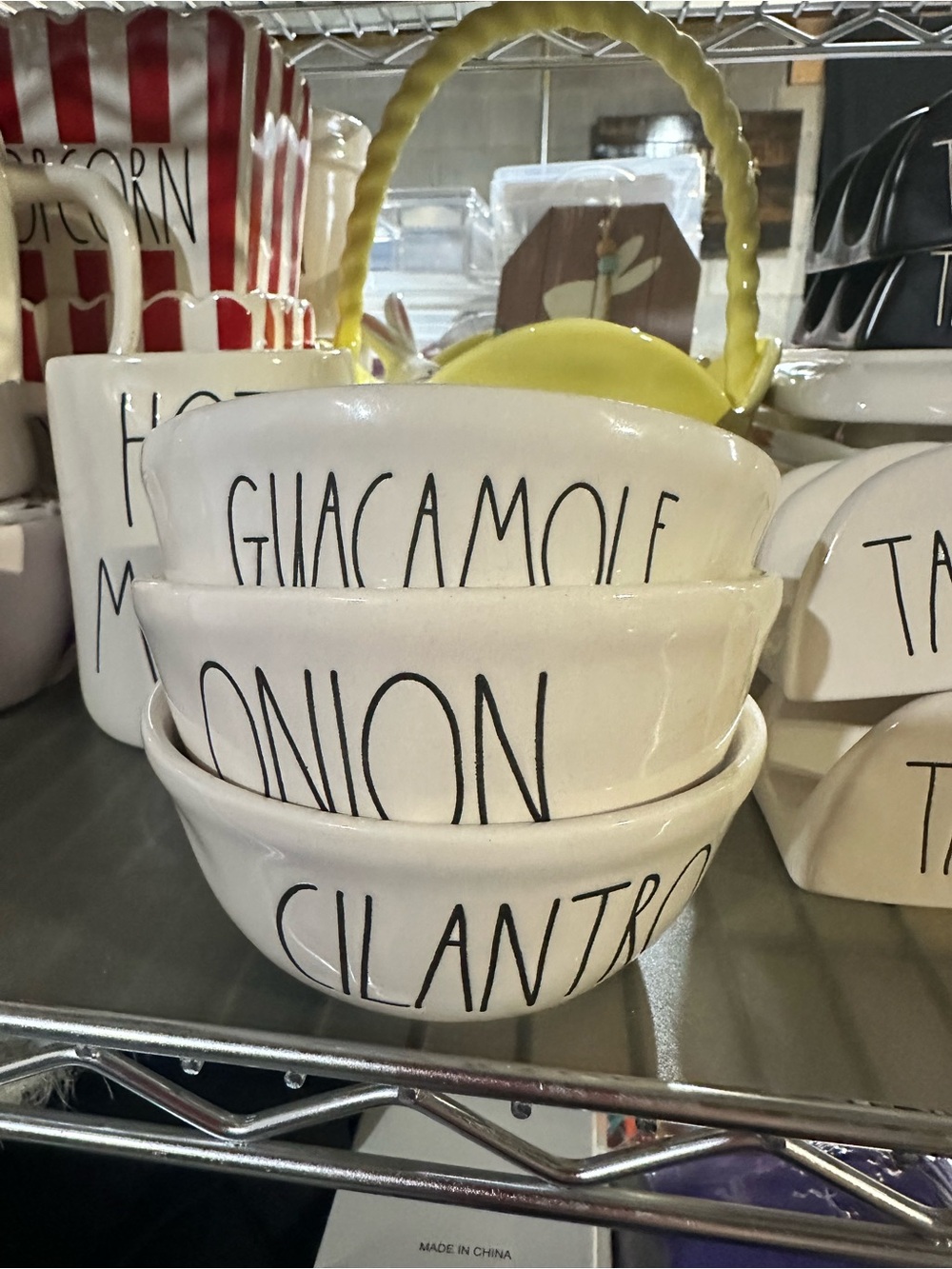 Rae Dunn White Ceramic Herb Bowls Trio - Onion, Cilantro, Guacamole